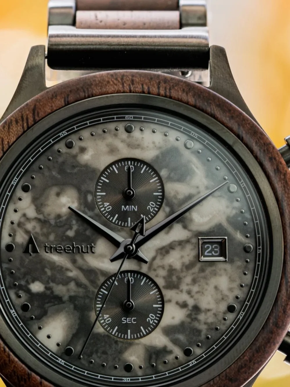 New Treehut Chronograph Watch, Rise Walnut Grey Marble